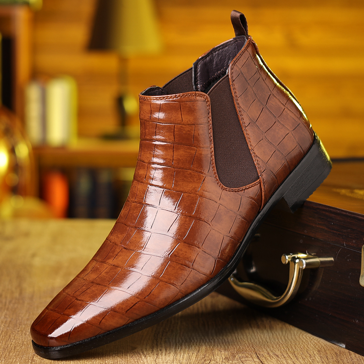 Luxe Croc Chelsea Boots