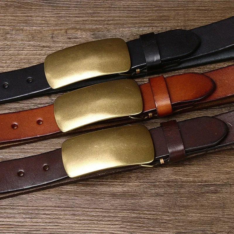 Forged Brass Buckle Leather Belt
