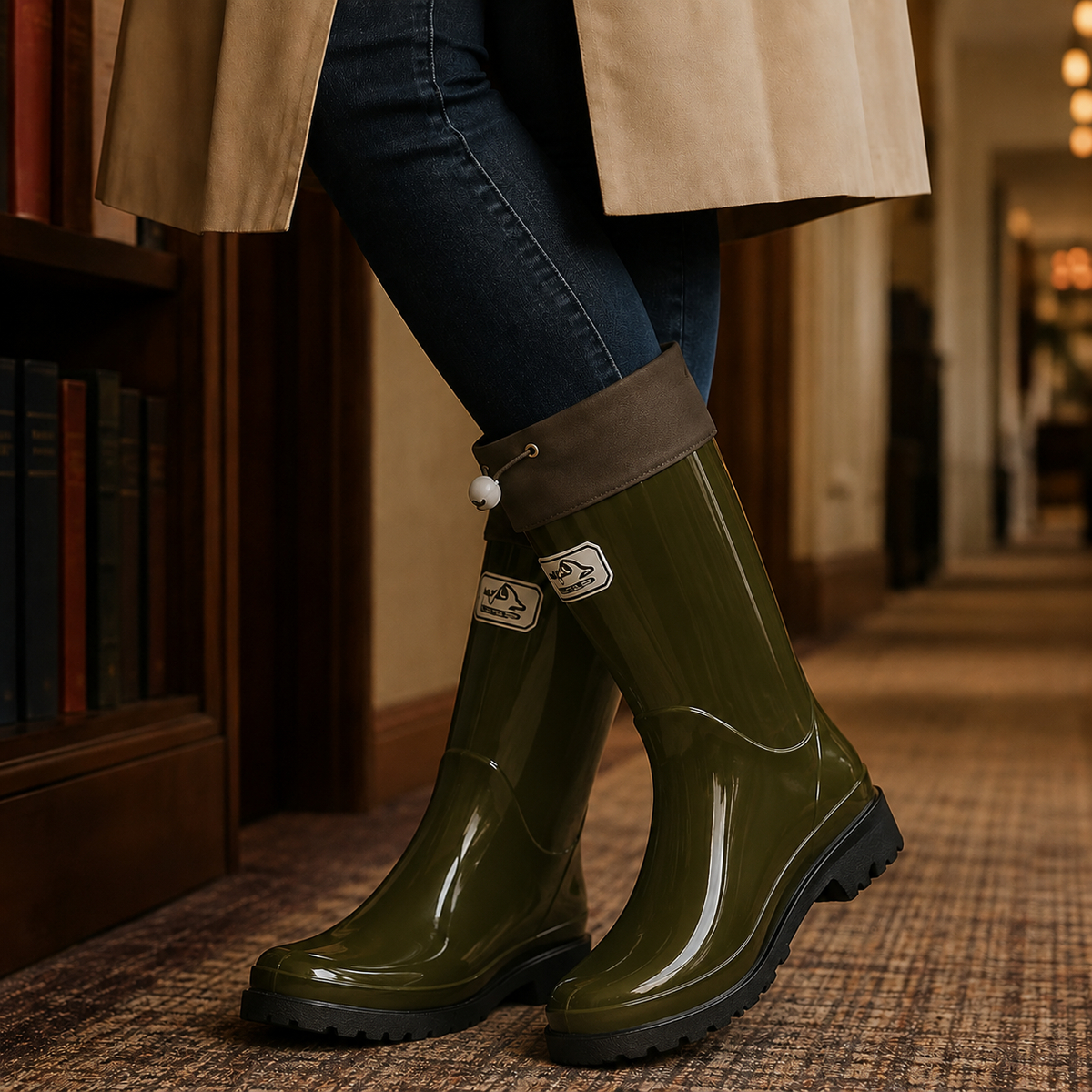 Caffaro Drawstring Rain Boots - Vert Olive