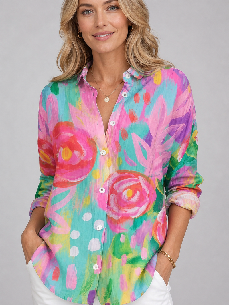 Women’s Colourful Print Blouse - Relaxed Fit