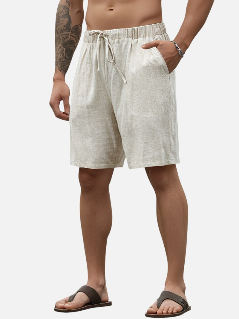 Men’s Casual Drawstring Shorts - Lightweight Linen Look