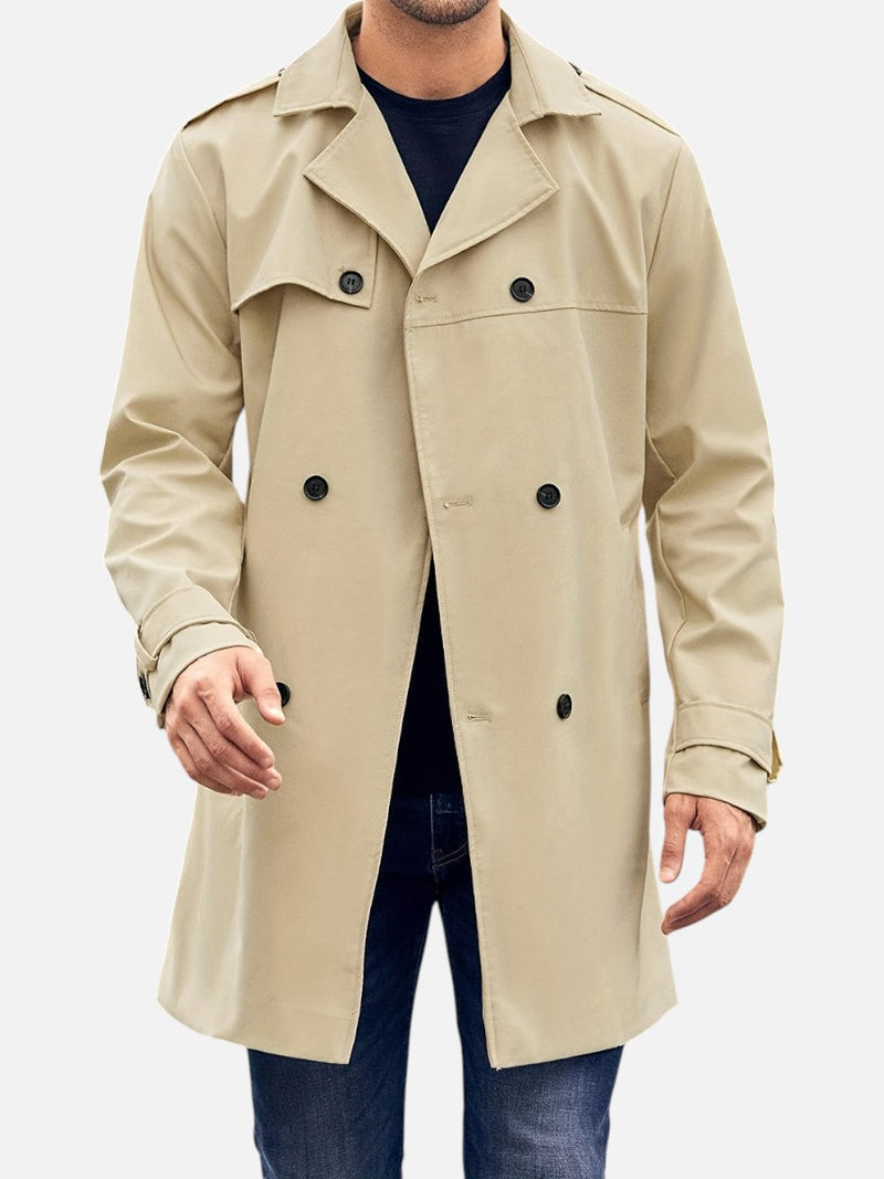Men’s Tailored Trench Coat - Classic Double-Breasted Style