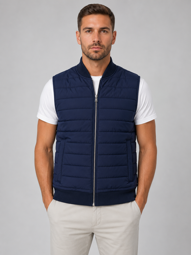 Men's Lightweight Quilted Bodywarmer - Full Zip Gilet Vest