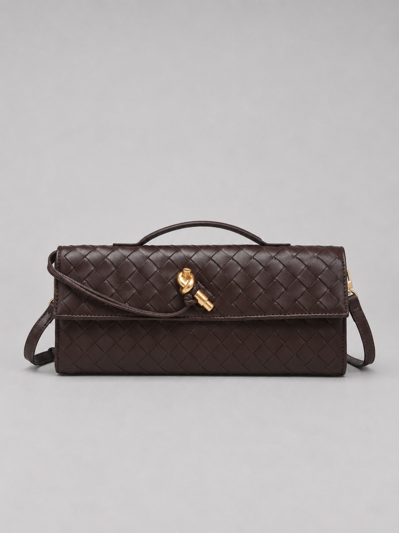 Women’s Woven Leather Look Clutch Bag - Timeless Elegant Design