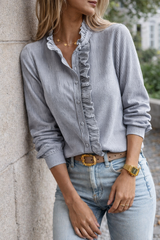 Harper Women Ruffle Detail Button Blouse