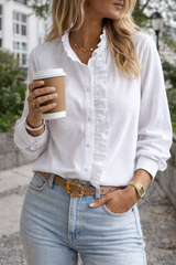 Harper Women Ruffle Detail Button Blouse