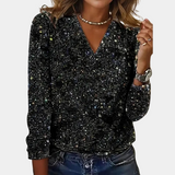 Lucy Elegant Glitter V-Neck Women's Top