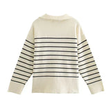 Lucia Striped Half-Zip Knit Sweater
