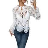Ella Lace Cutwork Tie-Front Blouse