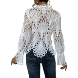 Ella Lace Cutwork Tie-Front Blouse