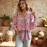 Lunara Floral Puff Sleeve Summer Top
