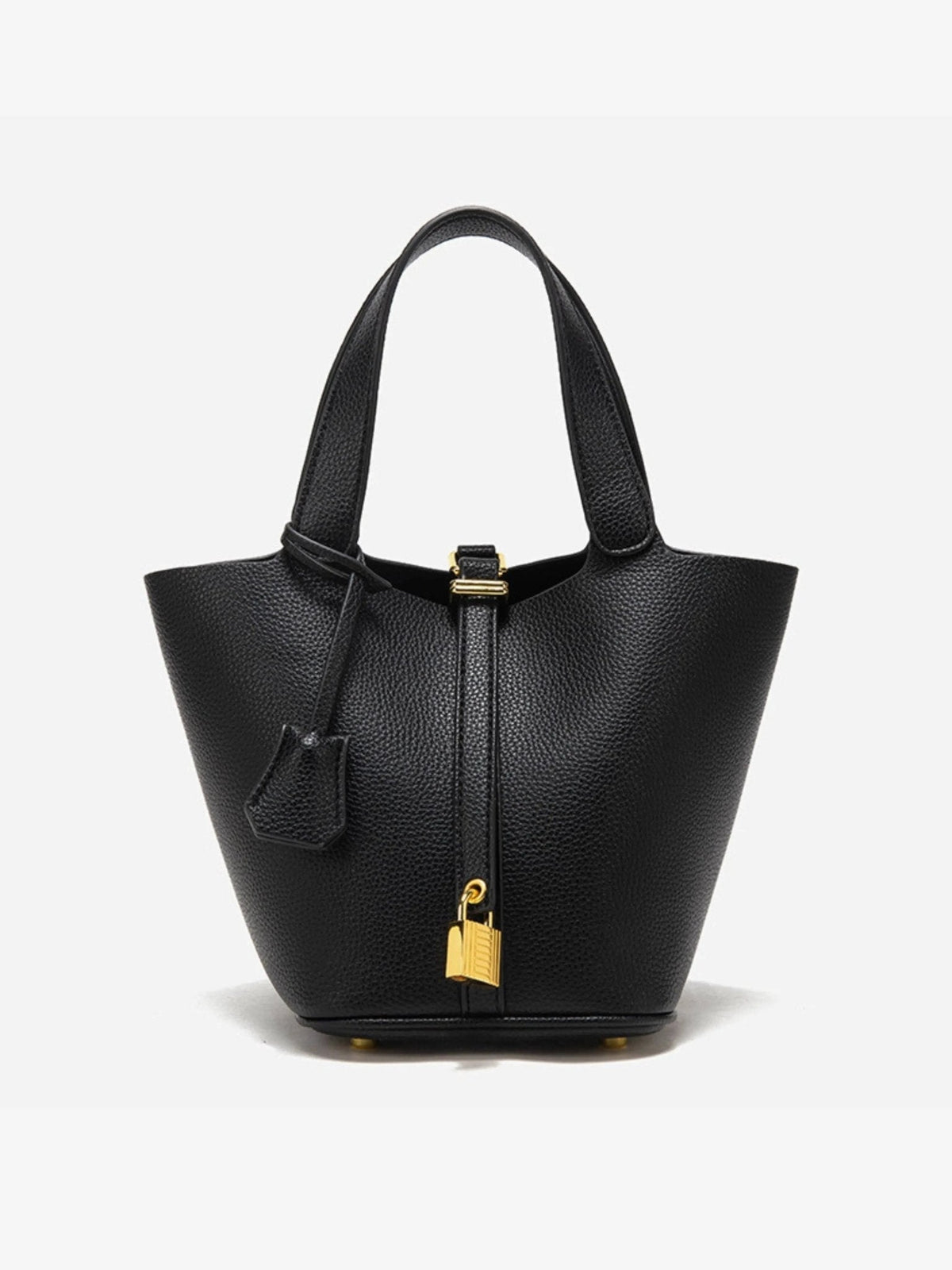 Women’s Leather Bucket Bag – Gold Details Classic Style
