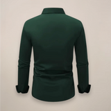 Men's Notched Collar Button-Up Shirt - Classic Smart Casual Long Sleeve
