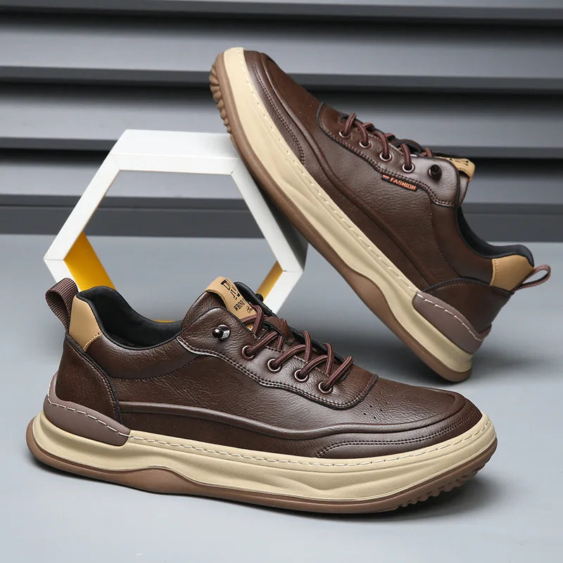 Lorenzo Leather Court Trainers