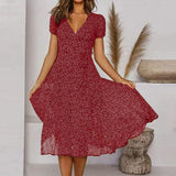 Ernestina Stylish Flattering Fit V-Neck Dress