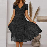 Ernestina Stylish Flattering Fit V-Neck Dress