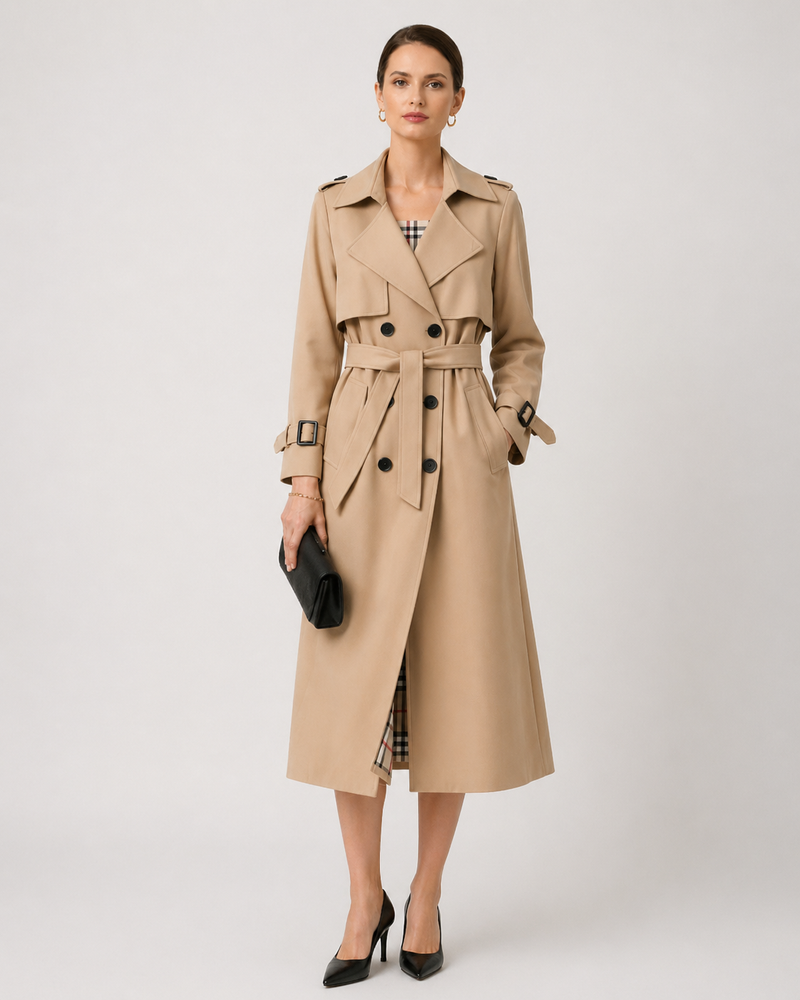 Women’s Belted Trench Coat - Tailored Long Fit