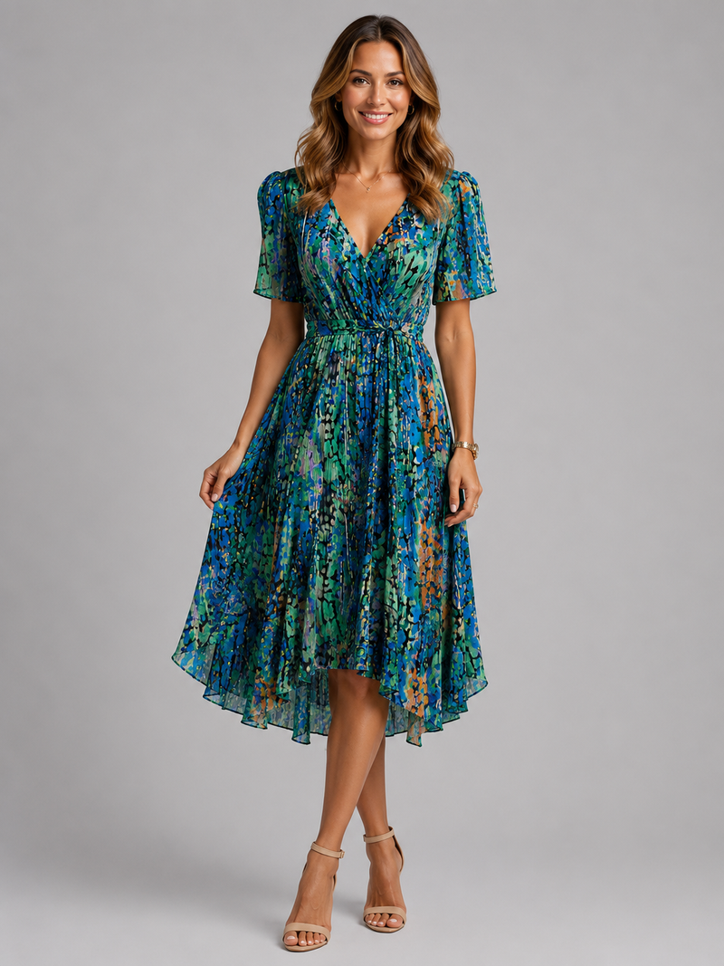 Women’s V-Neck Summer Dress - Flowing Silhouette