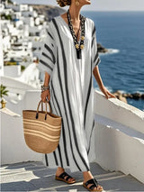 Sienna Lightweight Striped Kaftan Maxi Dress