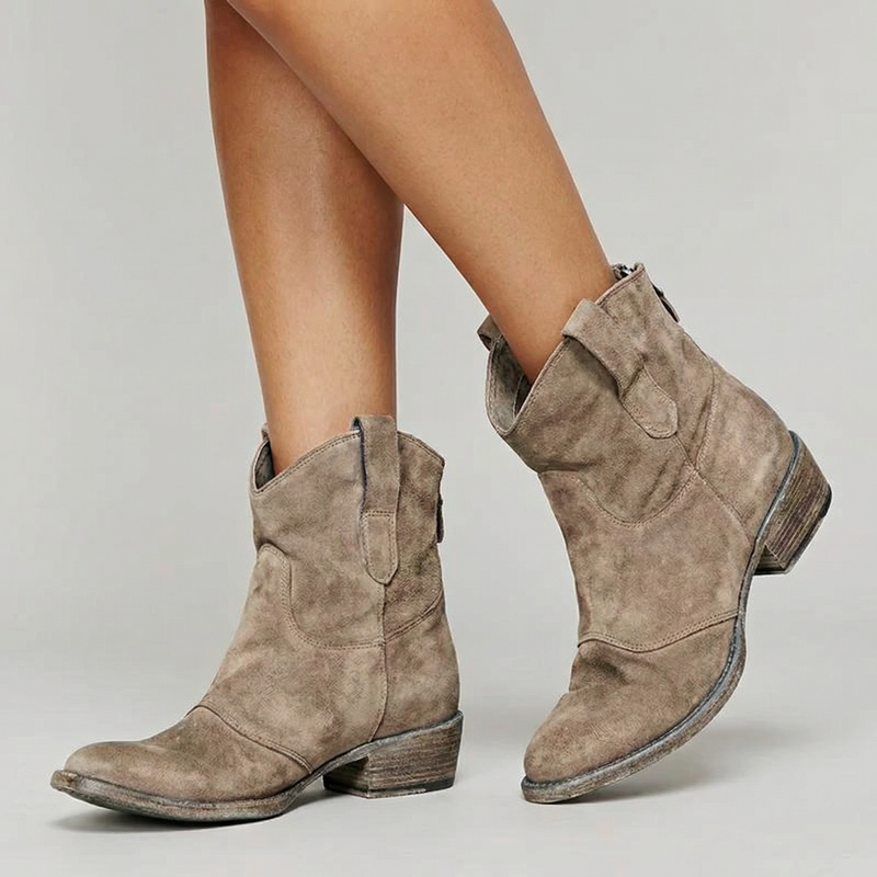 Women’s Western Ankle Boots - Leather Look Design