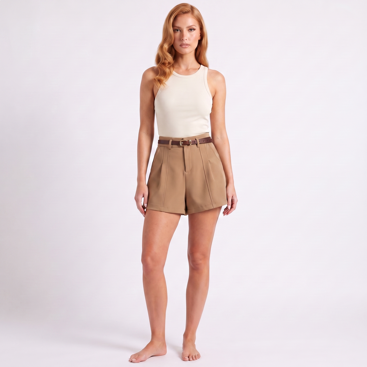 Maeve Women's Tailored Shorts - High-Waisted Wide-Leg with Belt