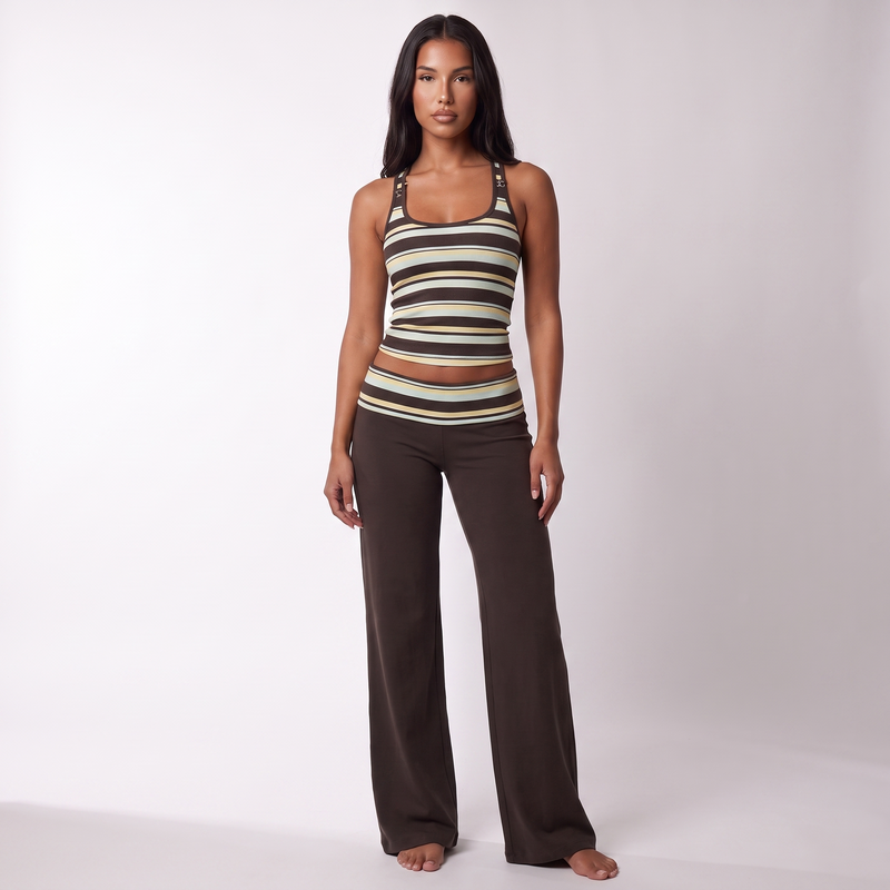 Maeve Women's Striped Co-Ord Set - Sleeveless Top & Wide-Leg Trousers
