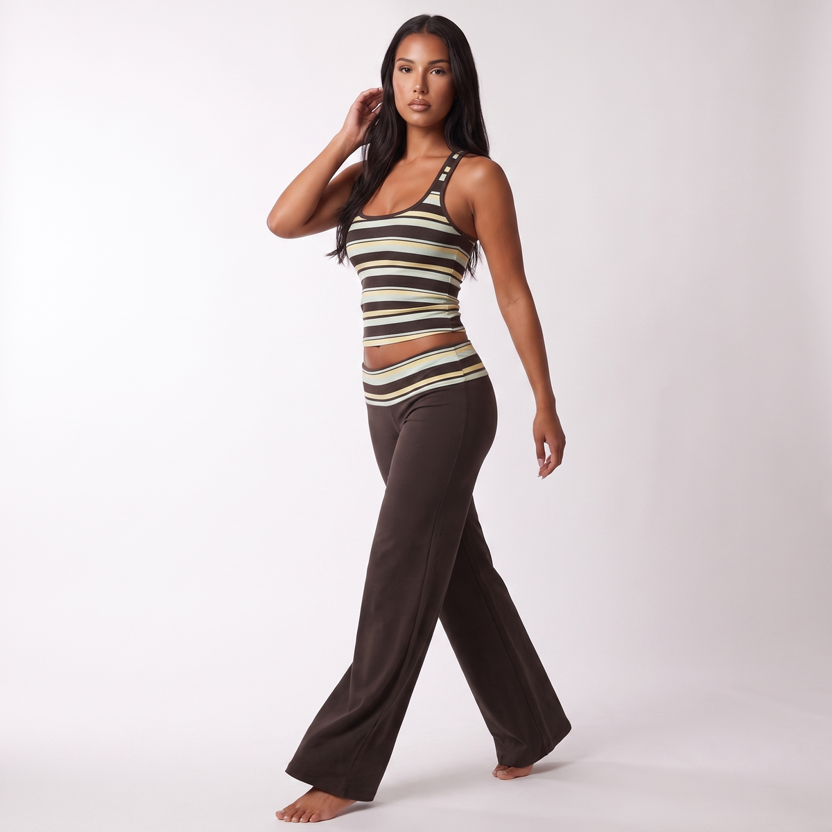 Maeve Women's Striped Co-Ord Set - Sleeveless Top & Wide-Leg Trousers
