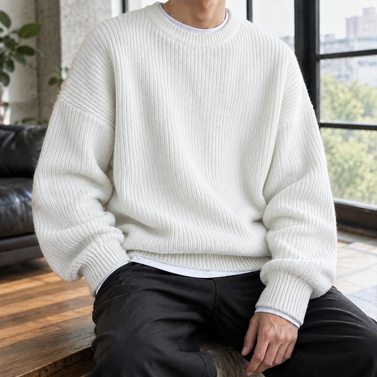 Knox Ribbed Sweater - White