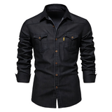 AdaptiveFit Cotton Denim Shirt: Tailored For Men